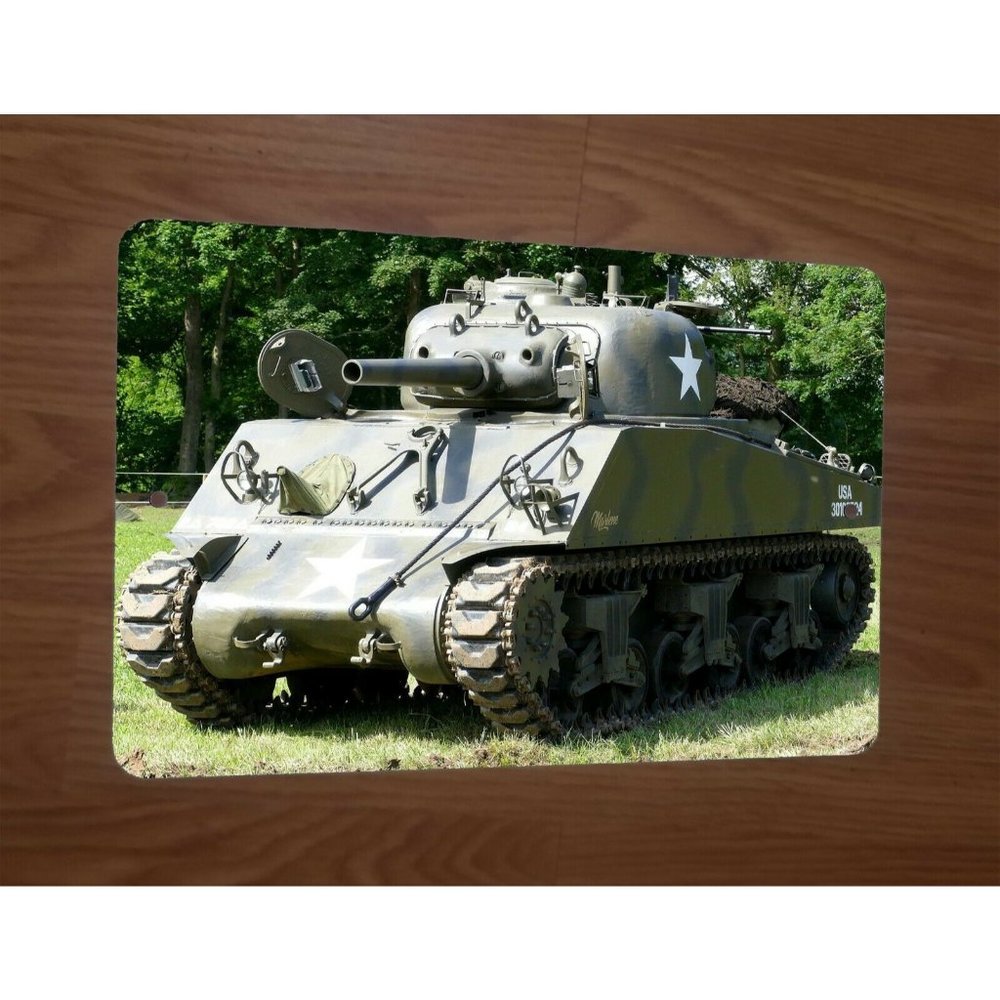 M4 Sherman Tank Photo WWII World War 2 Military 8x12 Metal Wall‎ Sign